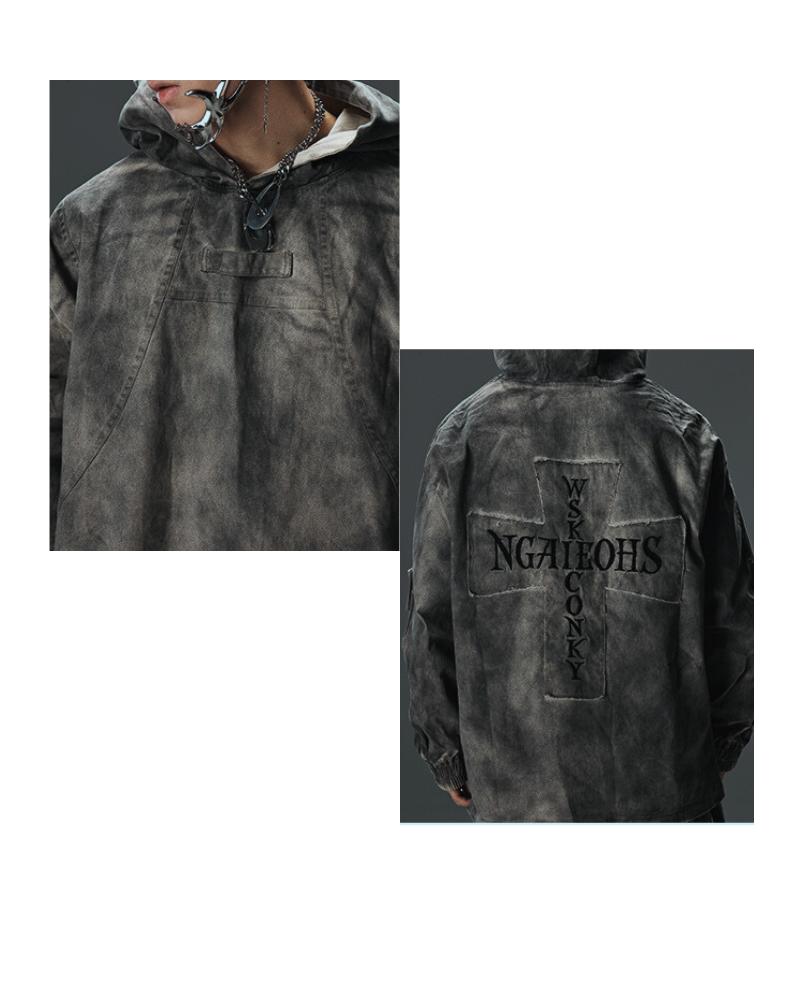 Washed Tie-Dye Oversized Hoodie - Dystopian Techwear