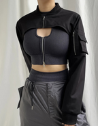 Dark graphic techwear t-shirt with an abstract futuristic print and relaxed urban streetwear silhouette, Clotechnow series 084 — view 5