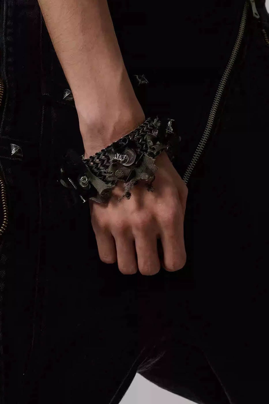 Chic Distressed Metal Fabric Bracelet