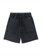 Black Oversized Knit Summer Shorts
