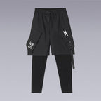 Clotechnow The trouser is designed with an elastic waist and 3/4 length leg and features slanted pockets. Lightweight cotton poplin with functional buttons and functional pockets. FUNCTIONAL STREETWEAR HAREM PANTS. Front of the pants