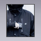 Our unique design with high waterproof fabric, modern custom waterproof and windproof jacket fabric, built-in elastic cord adjustment, high-quality Velcro to adjust the cuffs, double symmetrical pockets on the chest with waterproof laminated zipper - Clotechnow