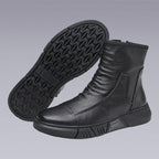 Black leather boots with velvet to keep your feet warm