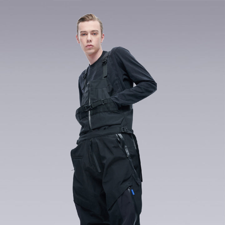techwear pants overalls in black color