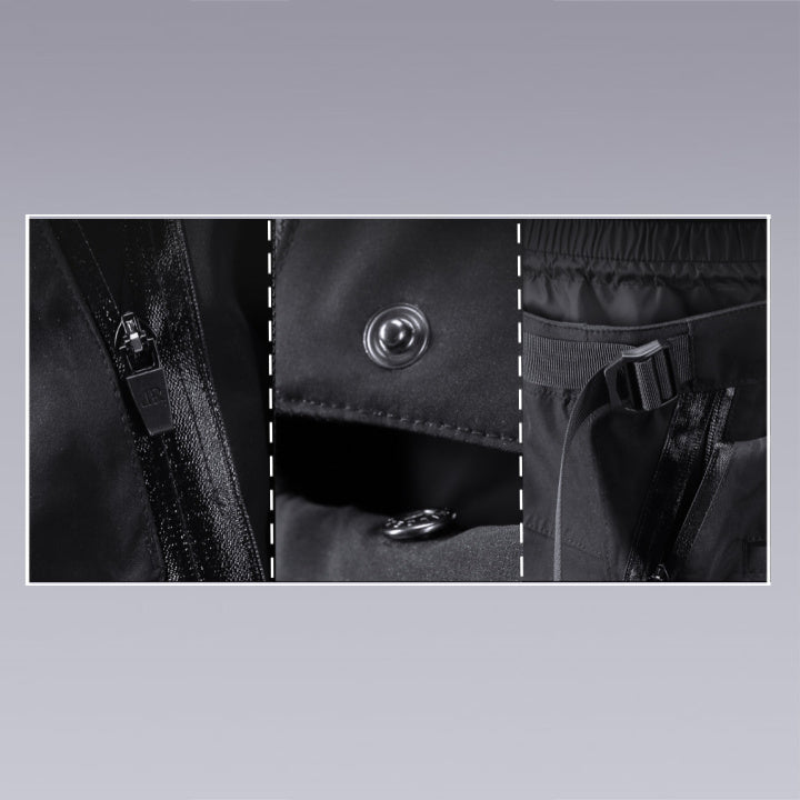 techwear pants overalls in black color