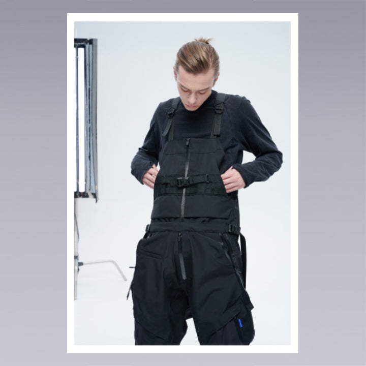 Men standing wearing techwear pants overalls