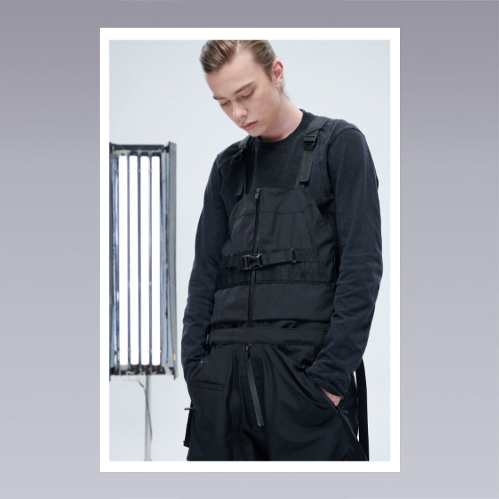 Men standing wearing techwear pants overalls