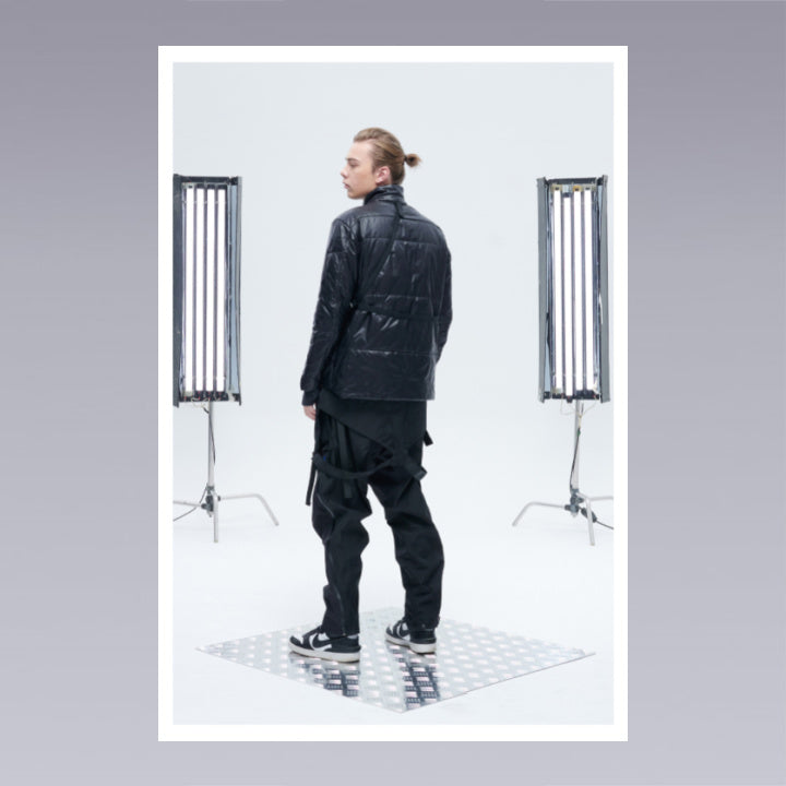 Men standing wearing techwear pants overalls