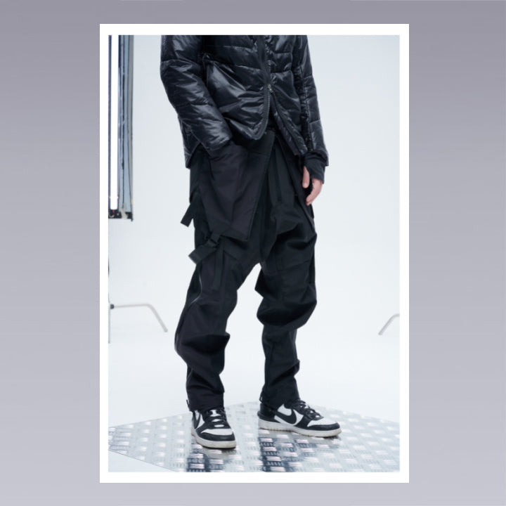 Men standing wearing techwear pants overalls