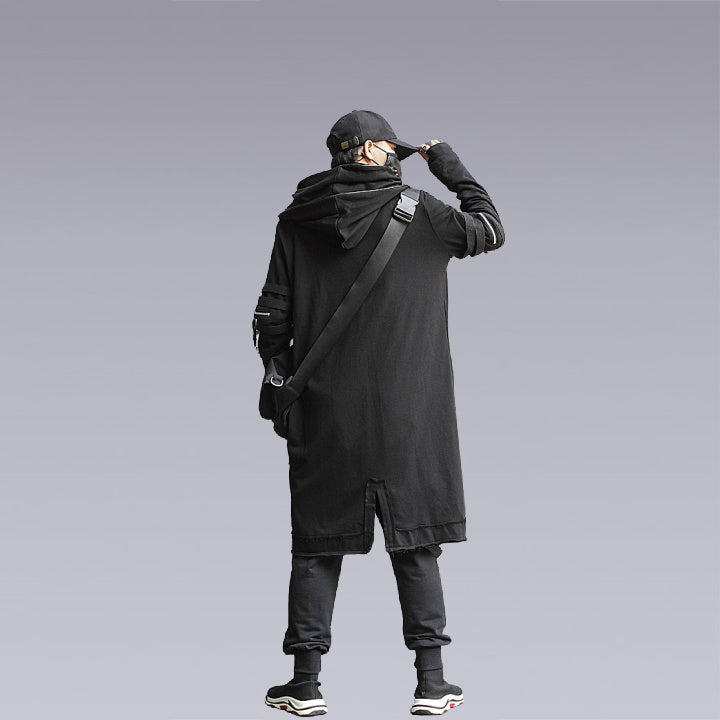 Men Model wearing the black techwear cloak - Clotechnow