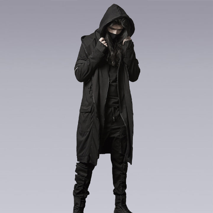 Men Model wearing the black techwear cloak - Clotechnow