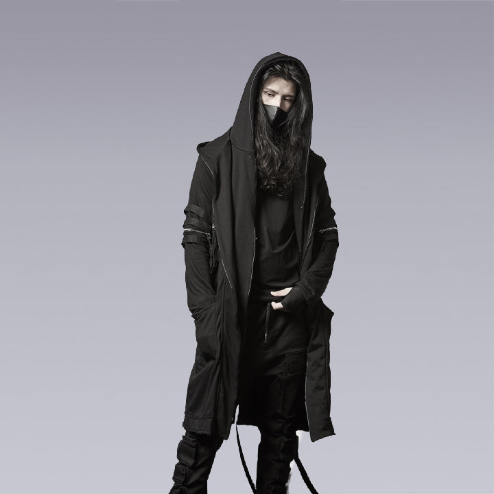 Men Model wearing the black techwear cloak - Clotechnow