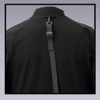 The back of the techwear ninja black kimono, image close up showing the quality details 