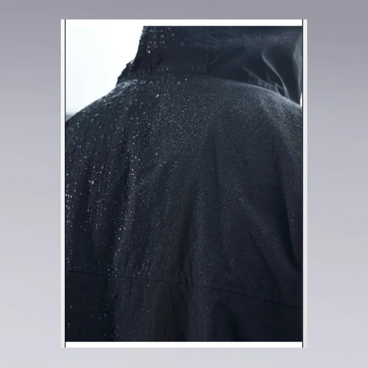 Tha back of the waterproof Hardshell Techwear Jacket Pockets