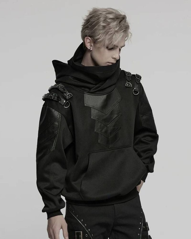 Armored Oversized Pullover Hoodie - Cyberpunk Techwear