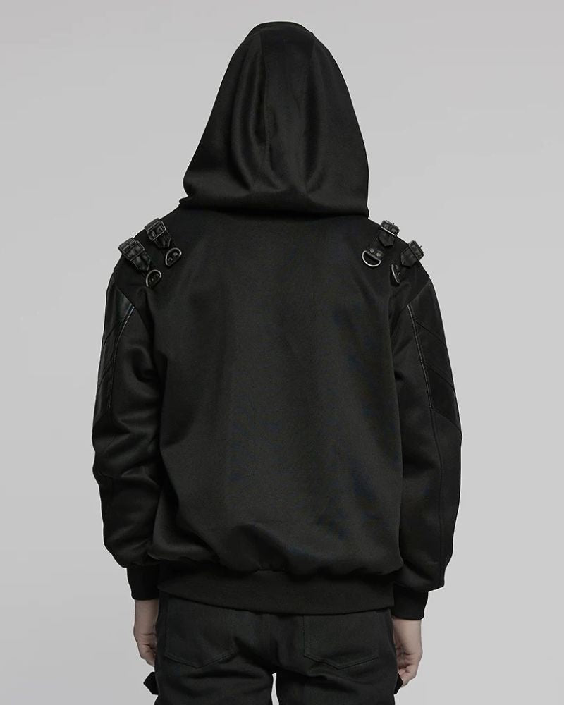 Armored Oversized Pullover Hoodie - Cyberpunk Techwear