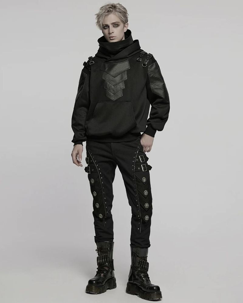 Armored Oversized Pullover Hoodie - Cyberpunk Techwear