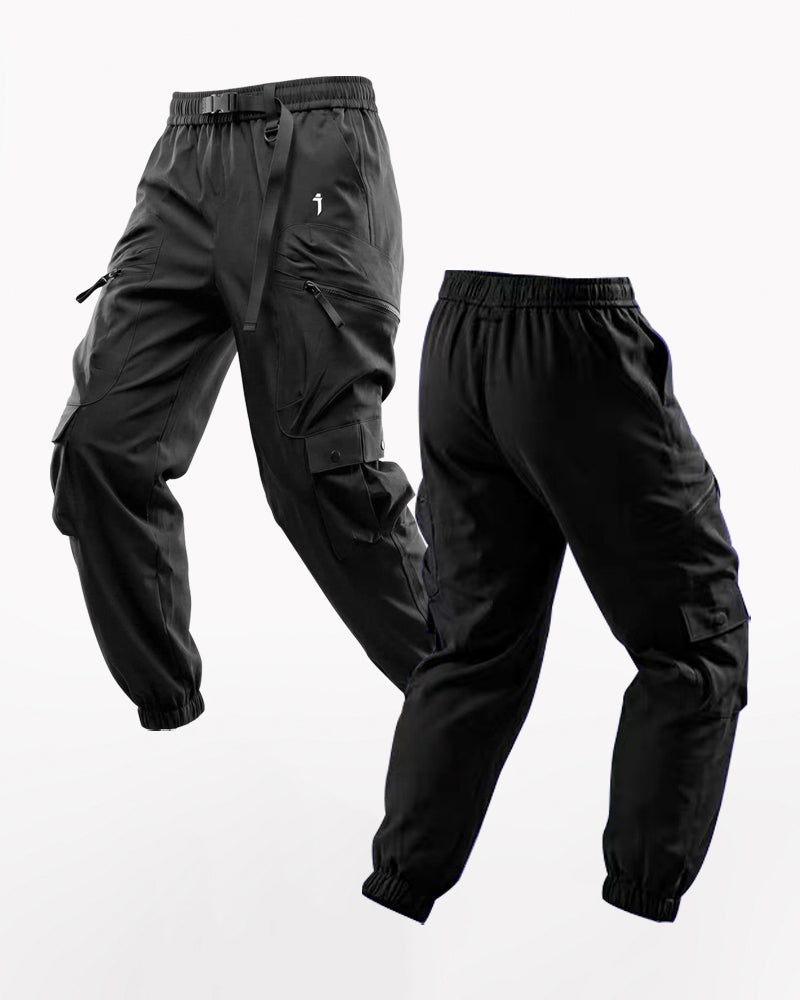 Black tactical pants on a white background