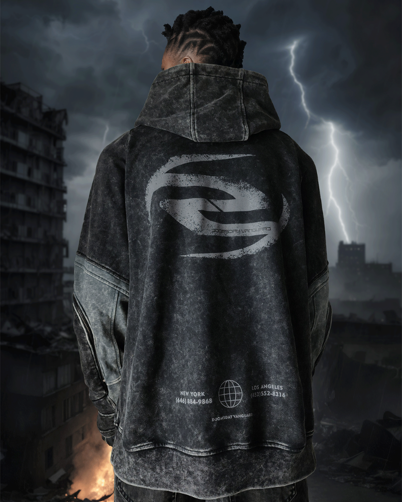 Tactical Washed Hoodie with Pockets - Post-Apocalyptic