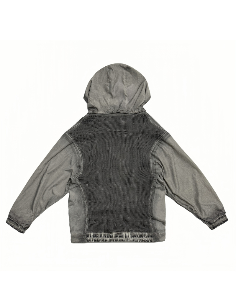 Distressed Stand Collar Outdoor Jacket - Steampunk