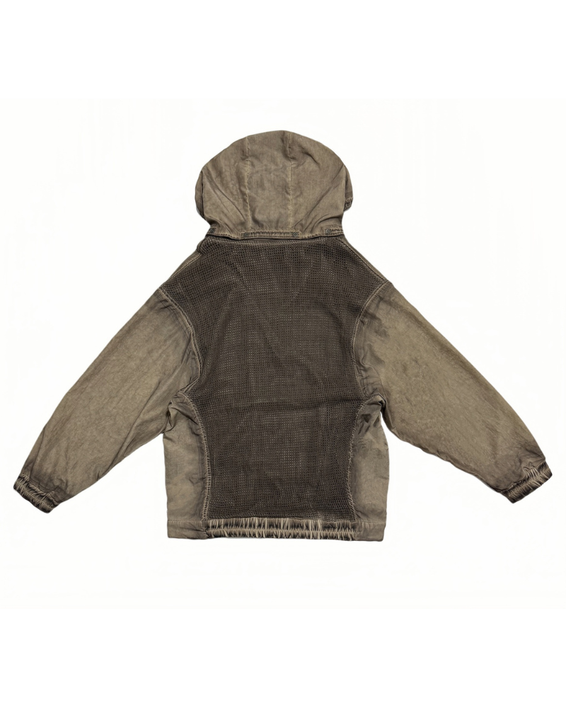 Distressed Stand Collar Outdoor Jacket - Steampunk