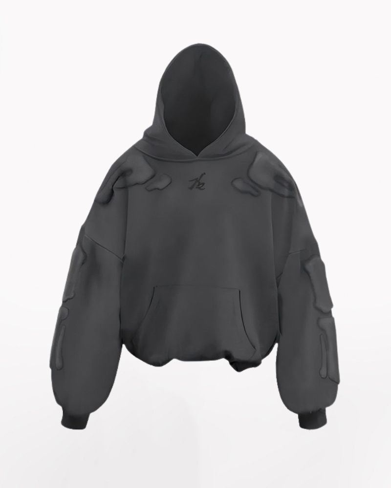 3D Bone Print Oversized Hoodie - Y2K Streetwear