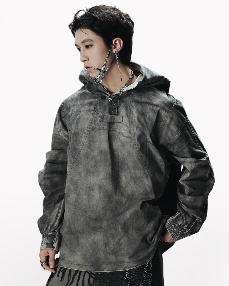 Washed Tie-Dye Oversized Hoodie - Dystopian Techwear