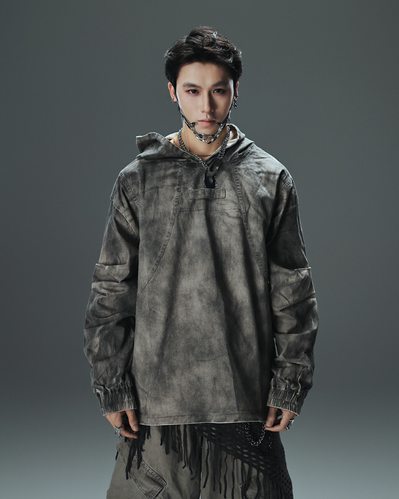 Washed Tie-Dye Oversized Hoodie - Dystopian Techwear