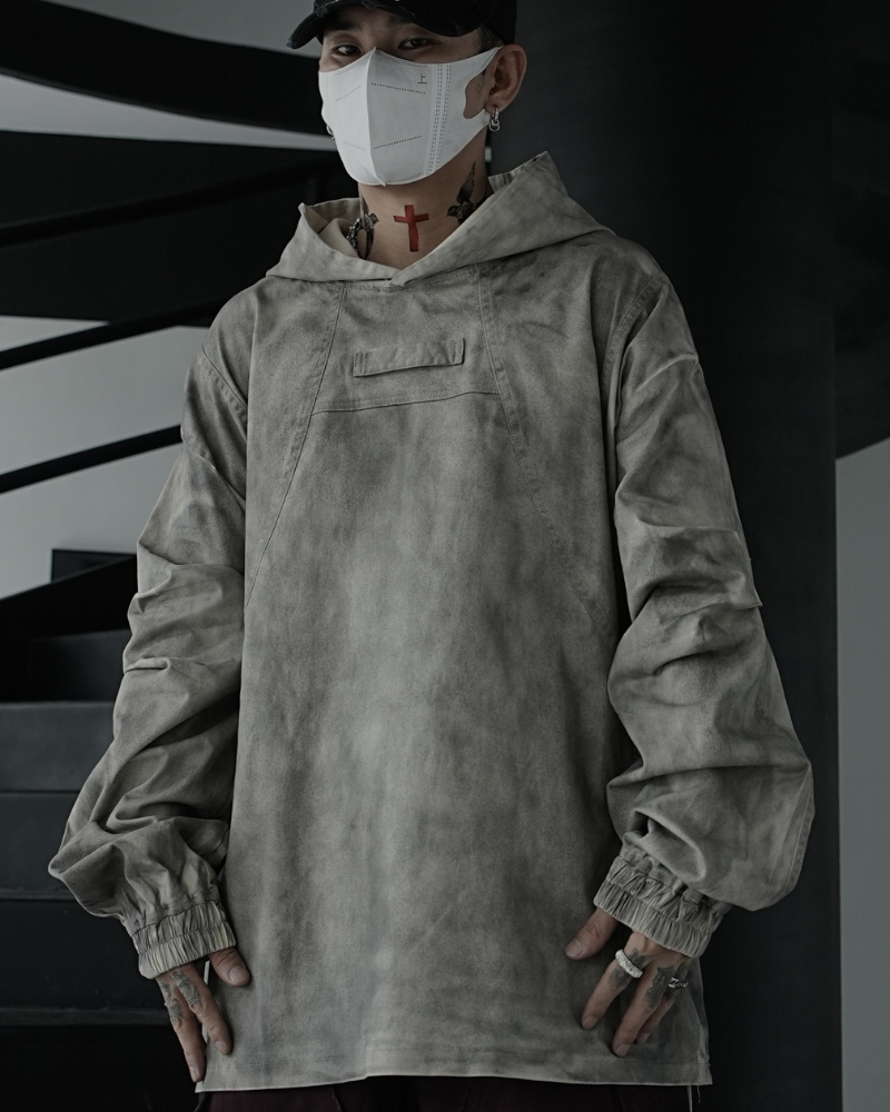 Washed Tie-Dye Oversized Hoodie - Dystopian Techwear