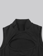 Dark graphic techwear t-shirt with an abstract futuristic print and relaxed urban streetwear silhouette, Clotechnow series 079 — view 12