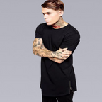 BLACK SIDE ZIP T-SHIRT - Clotechnow