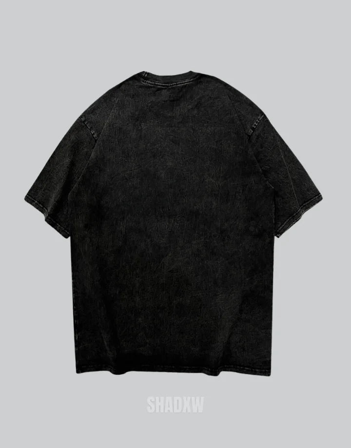 Oversized techwear tee featuring a high-contrast neon eye graphic, unisex cut and bold cyberpunk-inspired street styling — view 3