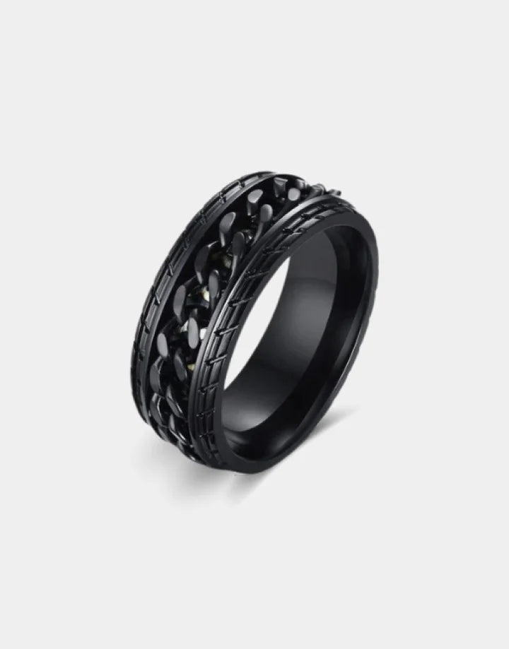 Obsidian Chain Link Ring — product view 1