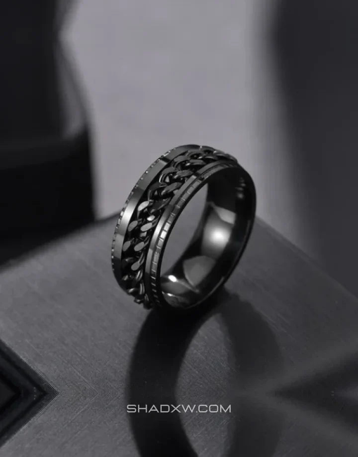 Obsidian Chain Link Ring — product view 2