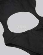 Dark graphic techwear t-shirt with an abstract futuristic print and relaxed urban streetwear silhouette, Clotechnow series 079 — view 10