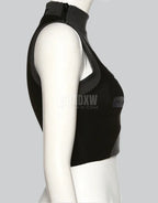 Dark graphic techwear t-shirt with an abstract futuristic print and relaxed urban streetwear silhouette, Clotechnow series 083 — view 3