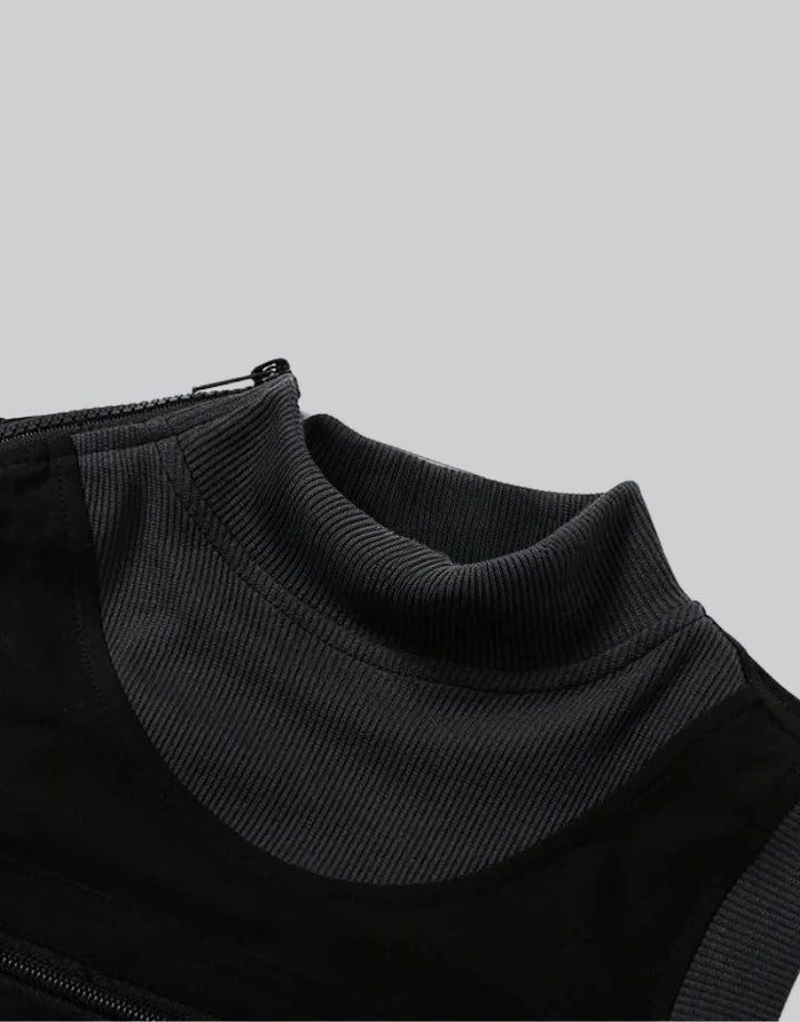 Dark graphic techwear t-shirt with an abstract futuristic print and relaxed urban streetwear silhouette, Clotechnow series 083 — view 5
