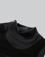 Dark graphic techwear t-shirt with an abstract futuristic print and relaxed urban streetwear silhouette, Clotechnow series 083 — view 5