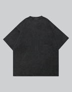 Dark graphic techwear t-shirt with an abstract futuristic print and relaxed urban streetwear silhouette, Clotechnow series 080 — view 5
