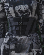 Dark graphic techwear t-shirt with an abstract futuristic print and relaxed urban streetwear silhouette, Clotechnow series 100 — view 8