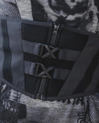 Dark graphic techwear t-shirt with an abstract futuristic print and relaxed urban streetwear silhouette, Clotechnow series 100 — view 6