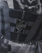 Dark graphic techwear t-shirt with an abstract futuristic print and relaxed urban streetwear silhouette, Clotechnow series 100 — view 6