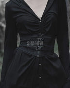 Dark graphic techwear t-shirt with an abstract futuristic print and relaxed urban streetwear silhouette, Clotechnow series 100 — view 10