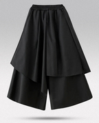 Clotechnow formal black drape hakama pants with a wide-leg flowing silhouette and an elasticated waistband.