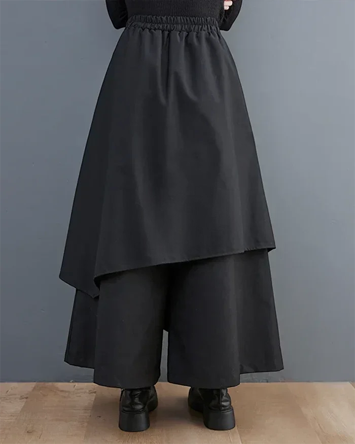 Clotechnow black formal drape hakama pants featuring a wide-leg silhouette and layered design