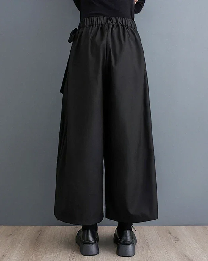 Clotechnow Eclipse Silhouette Hakama pants in black with a wide-leg, draped fit and elasticated waist