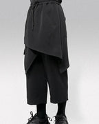 Clotechnow Street Form black hakama pants featuring a wide-leg draped silhouette and an elastic drawstring waist.