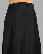 Clotechnow black Night Utility Hakama pants featuring a wide-leg draped silhouette and back pocket detail.