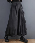 Clotechnow Modern Muse wide-leg hakama pants in charcoal grey with side cargo pockets and an elasticated waist