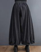 Clotechnow Modern Muse wide-leg hakama pants in charcoal grey with a draped silhouette and elasticated waist